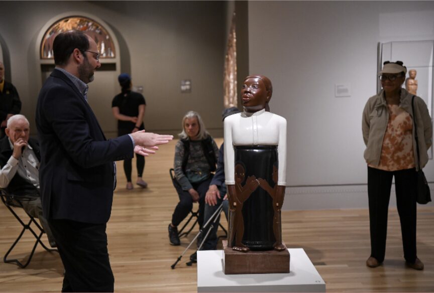 Visitors engage during Second Sundays in-gallery talk, The Huntington, March 2024