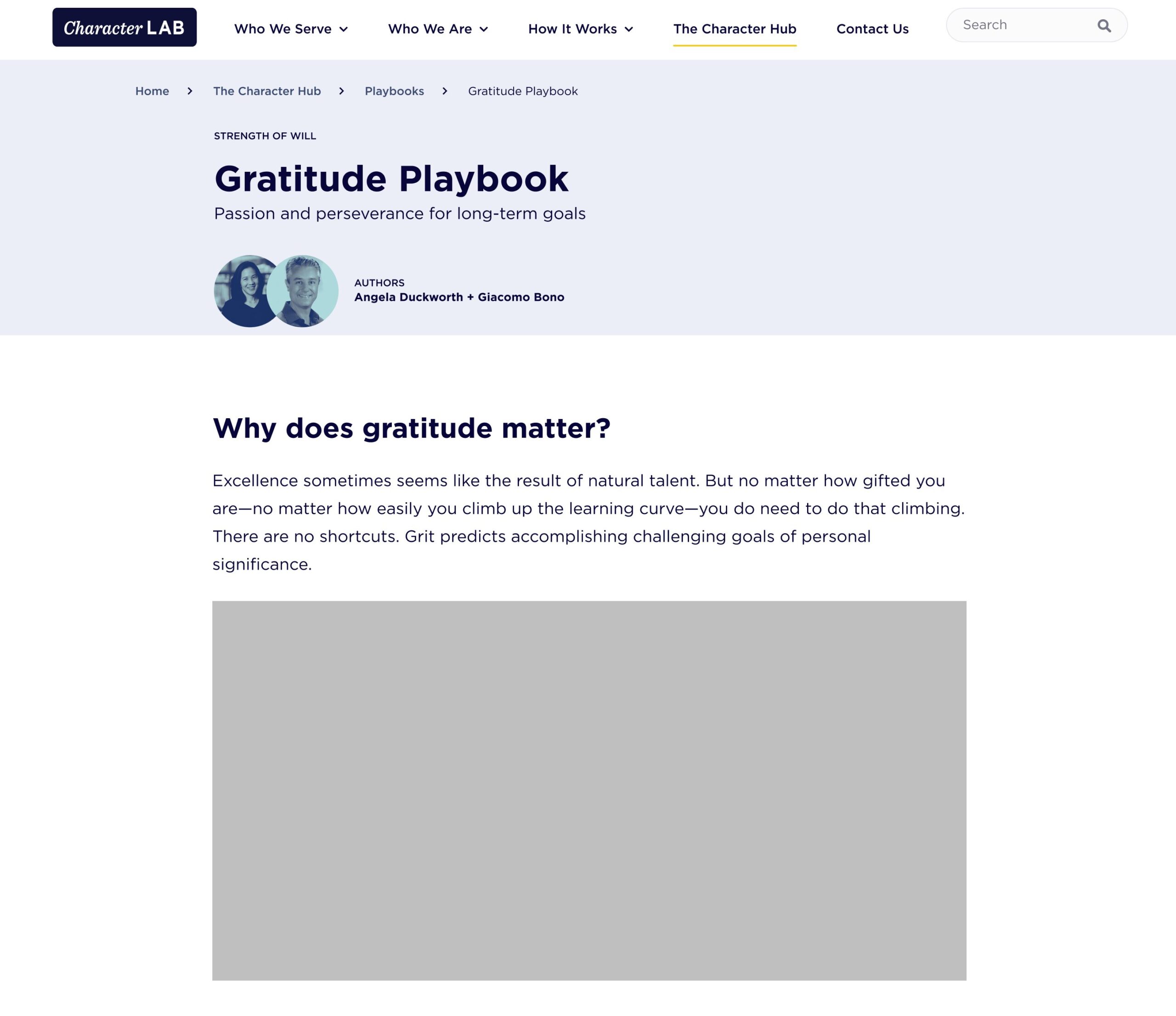 Character Lab, Individual Gratitude Playbook page, 2023