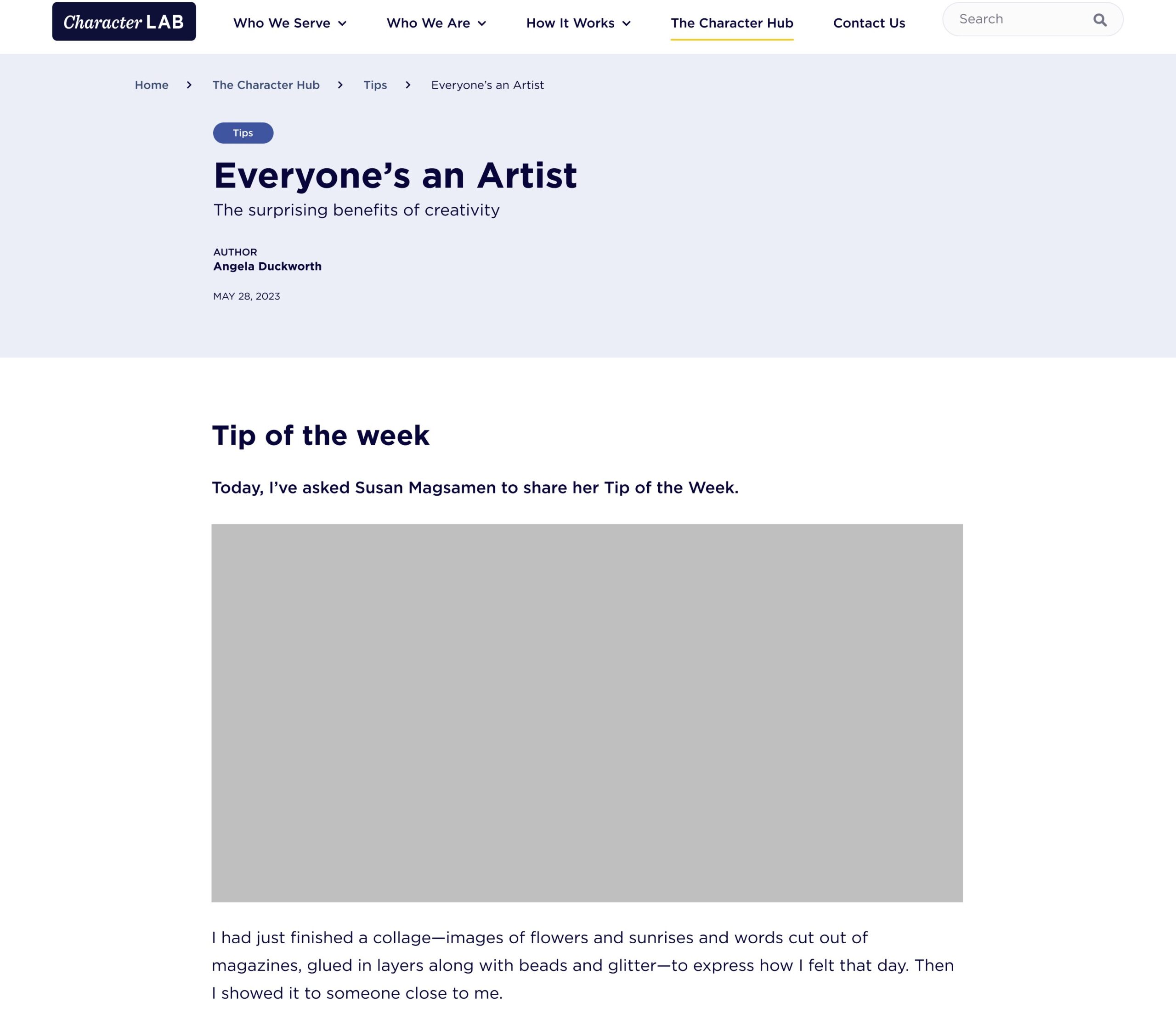 Character Lab, Individual Tip page, 2023