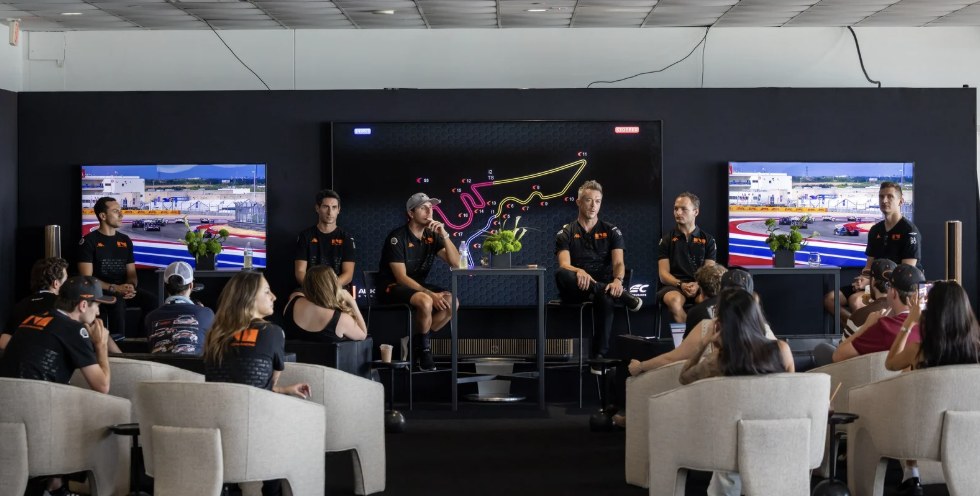 Genesis Magma Racing drivers answering guest questions in Genesis Club One