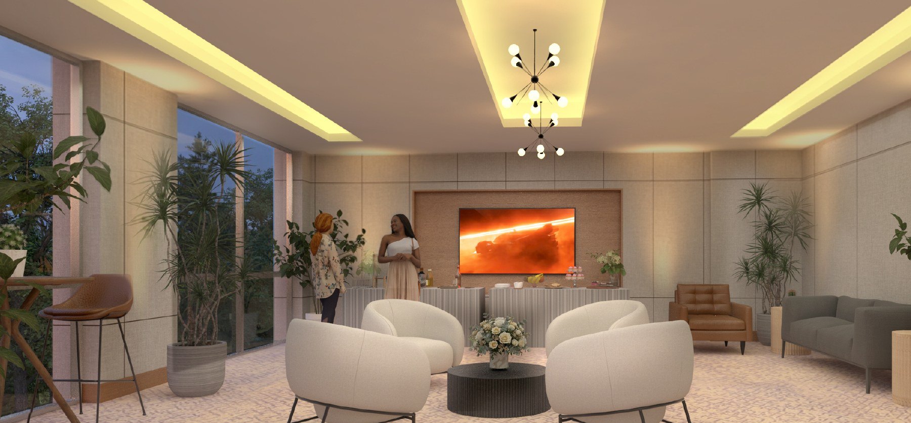 Pitch render of the Genesis Lounge at the Four Seasons